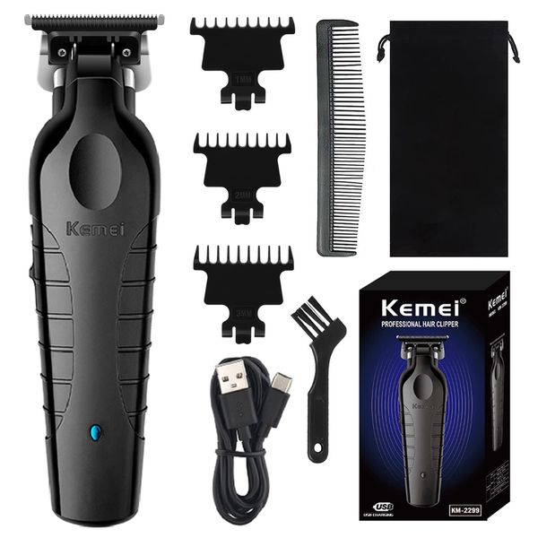 KEMEI 2299 Trimmer Professional Cordless Hair Clipper for Men Electric Beard Trimmers Barber Hair Cuttings Kit, Zero Gapped T Blade Trimmers for Men, KM-2299