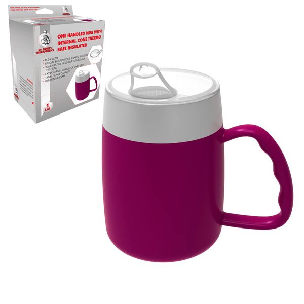 Dr. Bone's Therapeutics ® Mug with Internal Cone with Spouted Lid with Small Opening, Spill-Proof, Drinking aid, Thermo Mug, Feeding Cup Drinking Aid Adult Drinking Cup Sippy Cup 140 ml (BlackBerry)