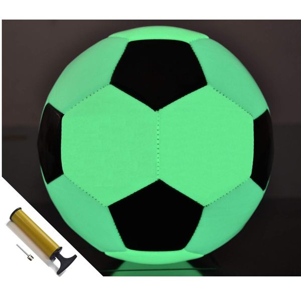 Glow in the Dark Soccer Ball #5 Glow in the Dark Light Up Futsal with Pump Pump No Batteries Required (Black and White)