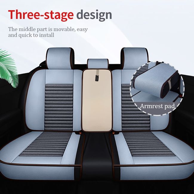 Flax Car Seat Cover Four Seasons Front Rear Linen Fabric Cushion Breathable  Protector Mat Pad Auto accessories Universal Size