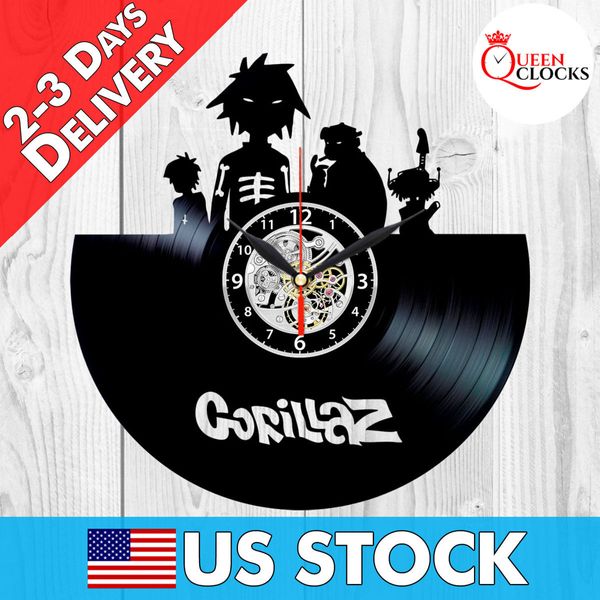 Gorillaz Pop Music LP Vinyl Record Black Wall Clock Art Decor Gift Ideas