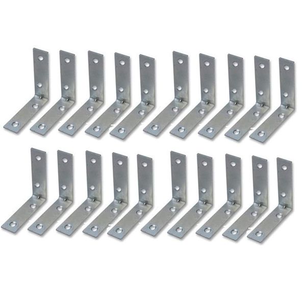 Merriway® BH00026 (20 Pcs) Bright Zinc Plated Steel Corner Braces Brackets Plates, 50mm (2 inch) - Pack of 20 Pieces