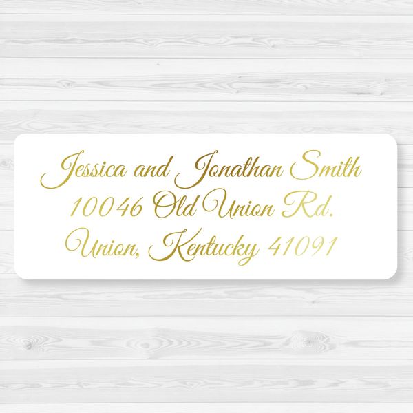 60ct - Gold or Color Foil Wedding Invitation Return Address Labels | Return Address Stickers | 318-F