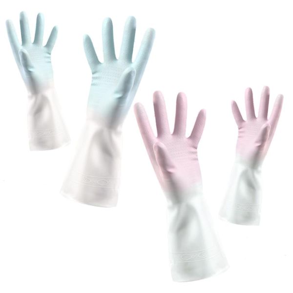 KEAIDUO Rubber Gloves, Dishwashing Gloves, Household Rubber Gloves, Work Gloves, Waterproof Gloves, Kitchen Gloves, Wash, Long, Non-Slip, For Car Washing, Cooking, Washing, Gardening, Cleaning, M+L, 2