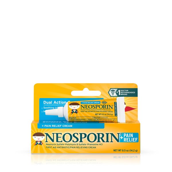 Neosporin First Aid Antibiotic Plus Pain Relief Cream for Kids, 0.5 Ounce