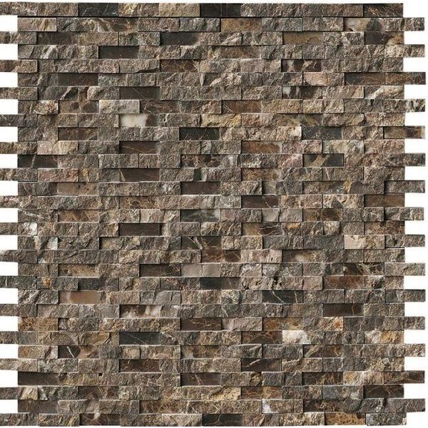 Emperador Splitface 12 in. x 12.75 in. Textured Marble Look Floor and Wall Tile