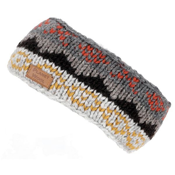 GURU SHOP Warmes Stirnband aus Wolle, Gestrickte Ohrenwärmer aus Nepal, Herren/Damen, Grau/bunt, Size:One Size