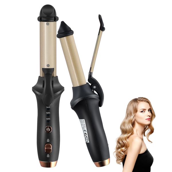 Cordless Hair Curler, 2 in 1 Travel Mini Hair Tongs for Short Hair, Portable Curling Iron for Short Hair, Wireless Curling Wand with 3 Temperature Heating, USB Chargable Hair Straighteners