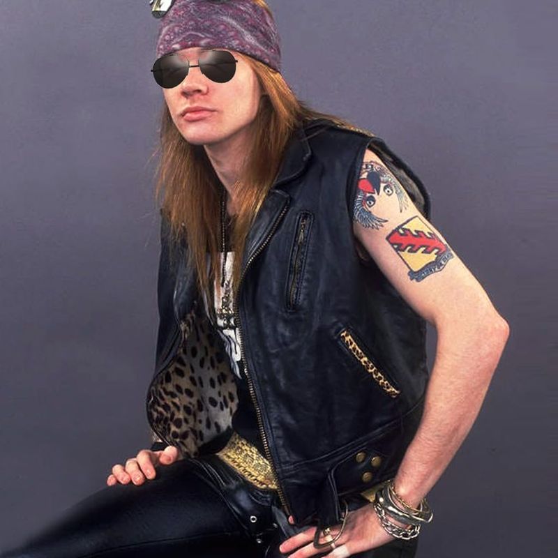 Rocker Axl Costume Temporary Tattoos FULL SET - Rose Tattoo Set Slash ...