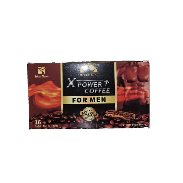 X Power Coffee for Men Herbal Supplement Coffe Energy Maca More Control 16 Bags