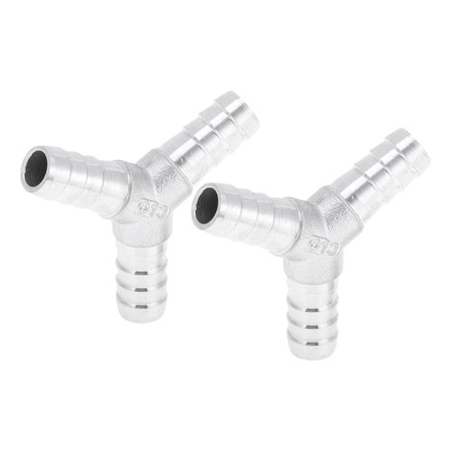 TUCKBOLD 304 Stainless Steel Hose Barb Fittings 33/64" 3 Ways Y Shaped Connector for Air Water Oil Gas Fuel 2 Pcs Silver Tone
