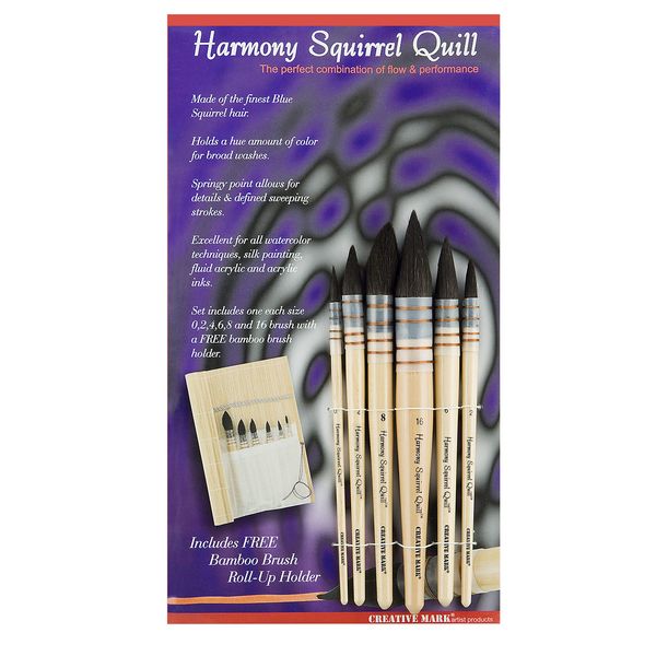 Creative Mark Harmony Squirrel Quill Watercolor Brushes - Smooth Blue Squirrel Hair Brushes for Artists, Watercolor Paint, Professionals, & More! - Set of 6