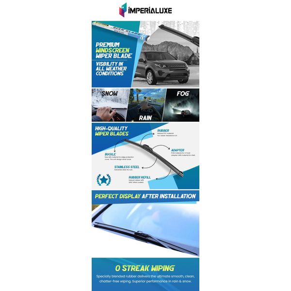 Imperialuxe Automotive Windshield Replacement Wiper Blades Size 22