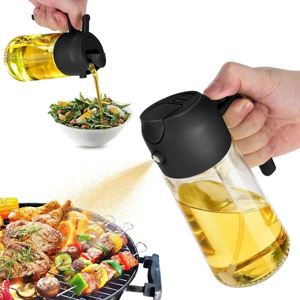 6 oz Oil Dispenser Bottle for Kitchen - 2 in 1 Oil Sprayer - 470ml