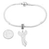 Sterling Silver One Sided Tall Flying Angel with Wings Dangle Bead Charm