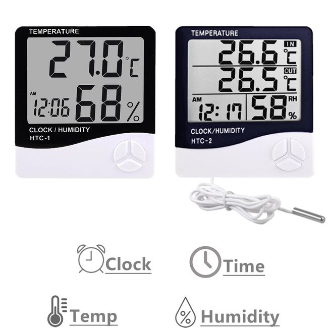 LCD Digital Outdoor Indoor HTC-2 Temperature Humidity Meter