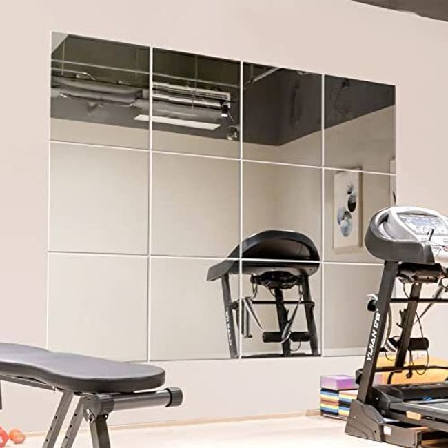 Gym Mirrors 12" Square Wall Mounted Mirror Frameless Mirror Tiles For Wall Ceili