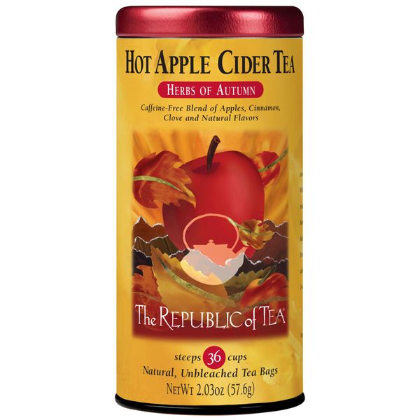 The Republic of Tea - Hot Apple Cider Tea, 36 Tea Bags, Tin | Harvest Herbal Blend | Caffeine-free