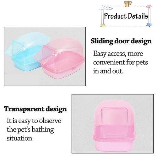 kathson Dwarf Hamster Dry Bathroom, Chinchilla Sauna Toilet Plastic Sand Bath House Ideal for Gerbils, Hedgehog, Squirrel and Other Small Animals (Pink)