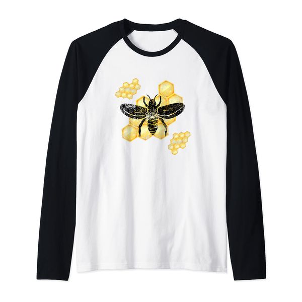 Beekeeper Bee Retro Distressed Vintage Raglan Baseball Tee