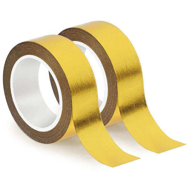 Teaaha 2 Rollen Washi-Klebeband, 15mm x 10m Goldfolie Washi Tape Gold Klebeband, Metallic Klebeband, Glänzendes Gold Klebeband für Scrapbooking Handwerk Deko Scrapbook Geschenkverpackung