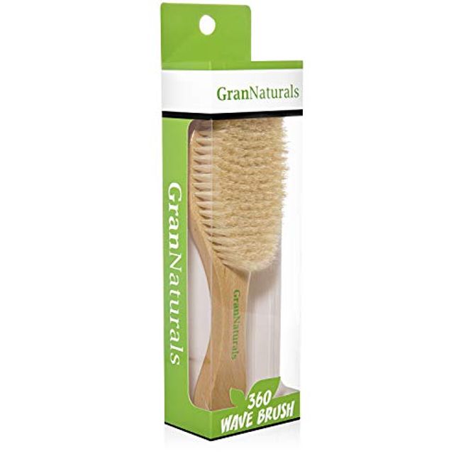 GranNaturals Extra Hard Wave Brush - Curved Boar & Extra Hard Nylon Br