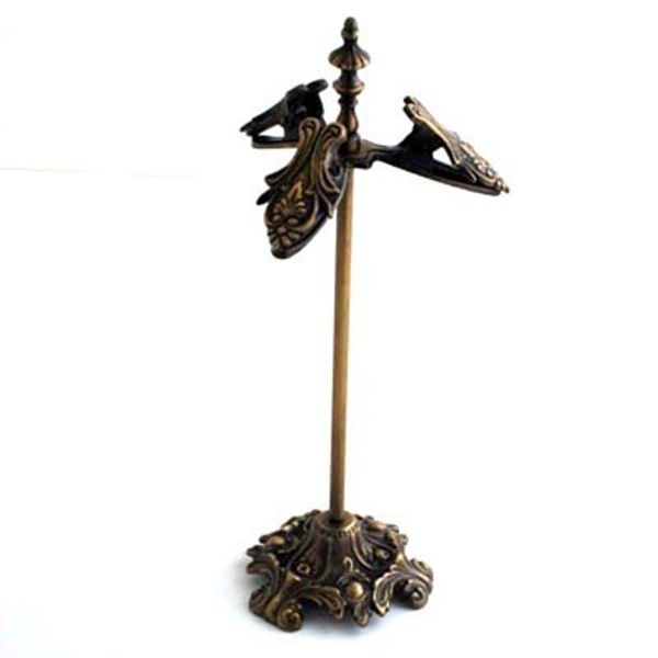 Bronze 12" H Triple Clip. Note Holder. Victorian Desk Accessory