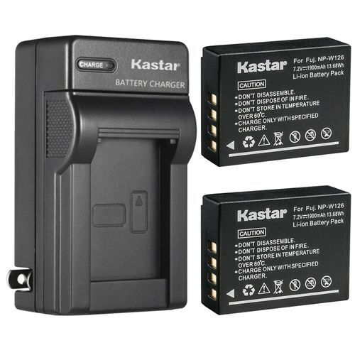 Kastar 2-Pack Battery and AC Wall Charger Replacement for Fujifilm NP-W126, NP-W126s Battery, BC-W126 Charger, Fujifilm X-A1, X-A2, X-A3, X-A5, X-A7, X-A10, X-E1, X-E2, X-E2S, X-E3, X-E4, X-T200