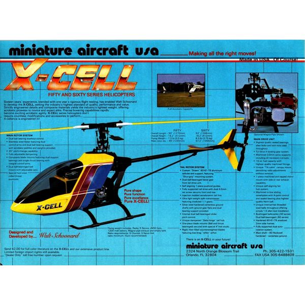 X-Cell 50 & 60 Series RC Helicopter Ephemera Wall Art Decor