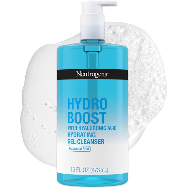 Neutrogena Hydro Boost Fragrance-Free Hydrating Gel Facial Cleanser with Hyaluronic Acid, Daily Foaming Cleanser and Makeup Remover, Gentle Cleanser, Non-Comedogenic, 16 fl. oz