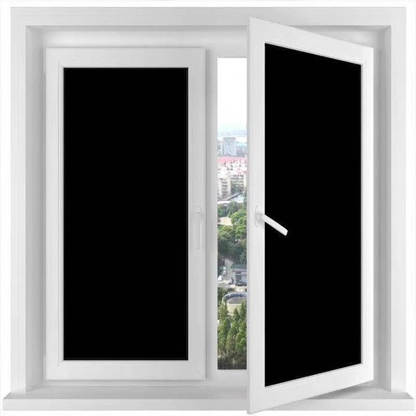 Blackout Window Film Blackout Window Cover Black Film for Glass Windows, Privacy Light Blocking UV Protection, Glass Window Sticker Dark Black Out Window Film Frosted Matt Black (Black, 30 x 200 cm)