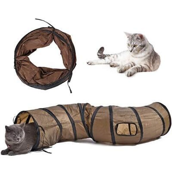 Cat Tunnel, S-Shape Cat Tunnel Pet Tube Collapsible Play Toy Indoor Outdoor T...