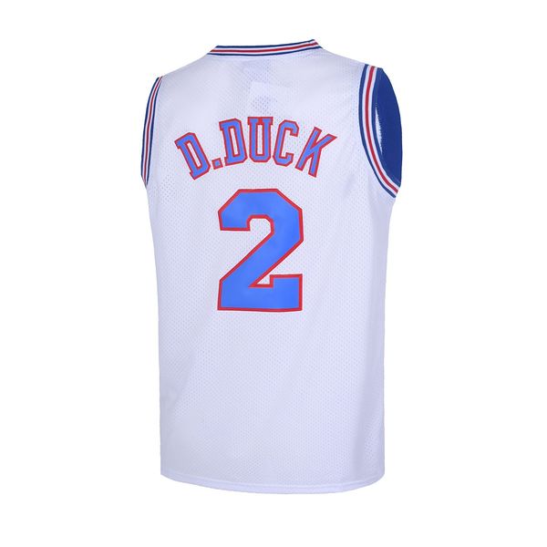 TUEIKGU #2 D Duck Space Movie Basketball Jersey for Men 90s Hip hop Clothing for Party (White, Large)