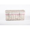 Wicker Storage Hamper with Lid with Liner Gift Hamper Wicker Basket Storage (White, Small)