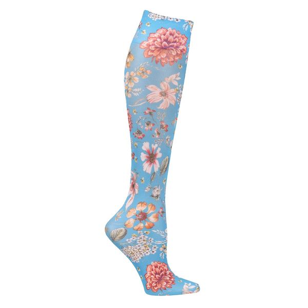 Celeste Stein Women's Moderate Compression Stockings - Prairie Flowers Blue'
