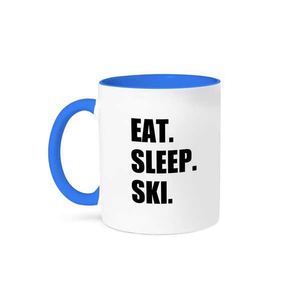 3dRose Eat Sleep Ski Two Tone Mug, Multicolor, 11 oz