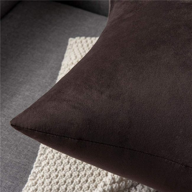 DEZENE Poly-Velvet Grey Throw Pillow Covers, 2-Pack