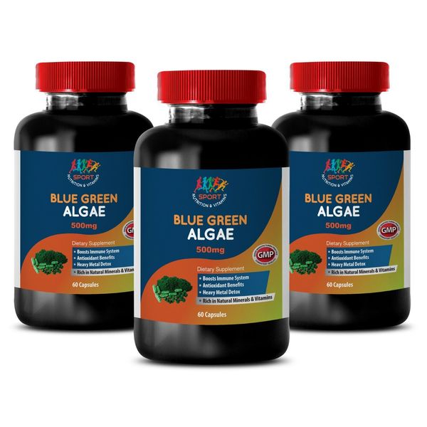 Blue Green Algae 500mg 180 Capsules From Klamath Lake (3 Bottles)