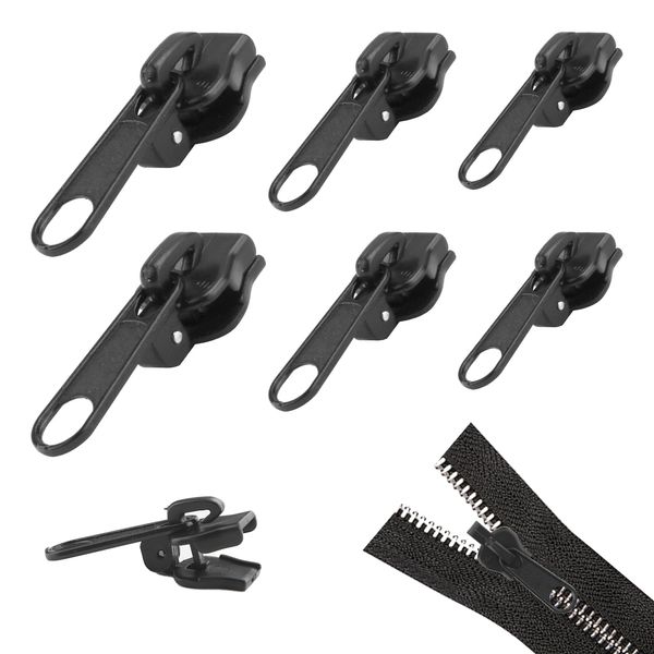 SMCEHEYA Zipper Repair Kit 6Pcs Zip Puller Replacement 3 Sizes Zipper Pull Replacement Quick Installation Instant Zipper Rescue Zip Fixer for #3#5#8 Zipper Clothes Jeans Coats Jacket Backpack Luggage