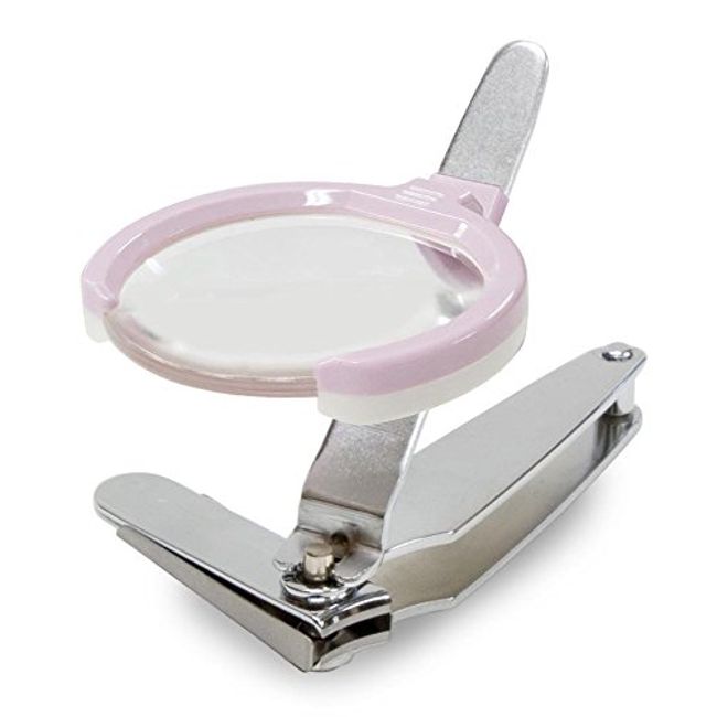 ST-360A Magnifying Glass [360 Degree Rotation] Nail Clipper Pink (Made in Japan)