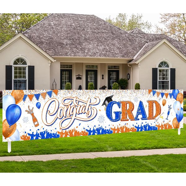 Congrats Grad Banner Decoration-Class of 2025 Banner,Graduation Party Decoration 2025 Yard Sign Banner for Graduation Party Supplies