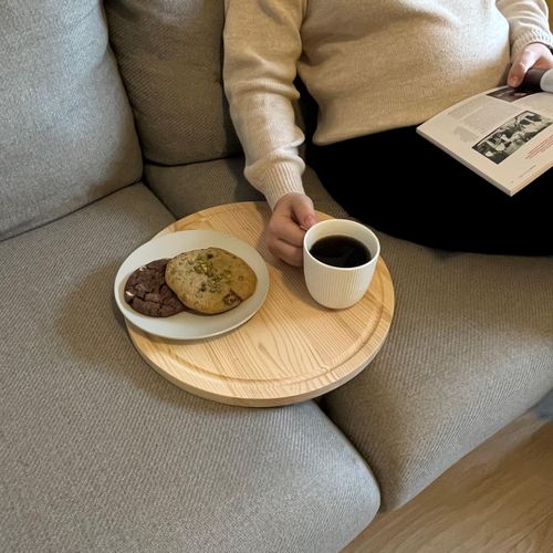WOODCHES Sofa Tray – Wooden Foldable Sofa Tray Table For Seat Cushion, Perfect for Coffee & Remote Control, Solid Wood Sofa Tray Table, Solid Spruce Couch Table (Natural, Small 12")