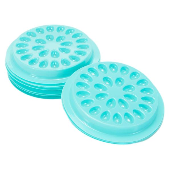 100 PCS Disposable Plastic Glue Pallet Pad for Eyelash Extensions Cyan Flower Shaped Lashes Gasket Adhesive Pigment Holder Base for Nail Art or Tattoo Ink