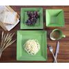 16 Pcs Square Beaded Stoneware Dinnerware set - Green, 16 Piece, Square Beaded