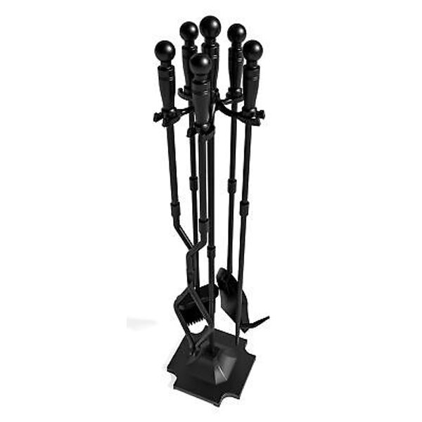 Fireplace Tools 5 Pieces Fireside Accessories Fire Kit Set Stand Woodstove Tools