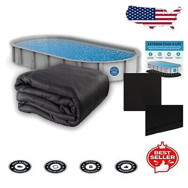 Puncture Resistant Pool Liner Pad for 10' x 15' Oval Pools - Black Comfort