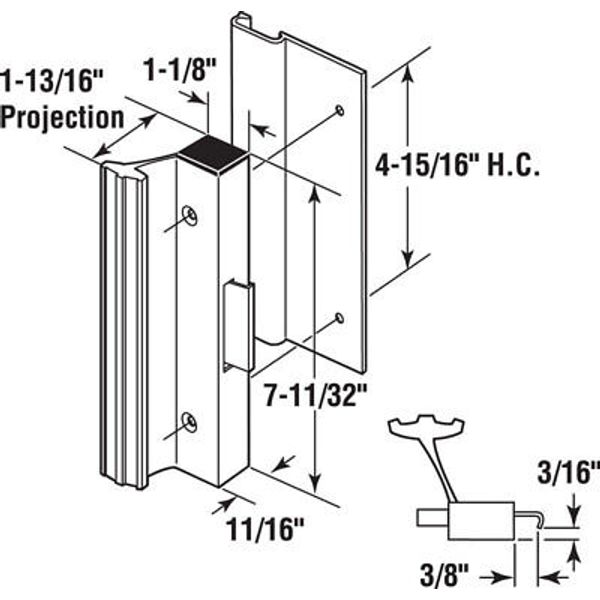 Prime-Line 14399 Painted Aluminum Outdoor Patio Door Handle Set 98 H x 49 W in.