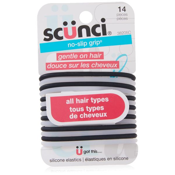 Scunci No-Slip Grip The Evolution Hair Ties, Black 14 ea