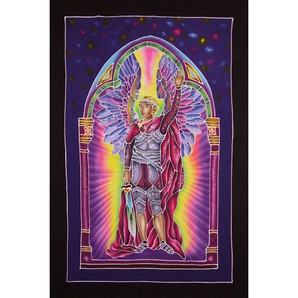 Shakina Authentic Batik Textile Art St. Michael 25" x 37" Multi Color