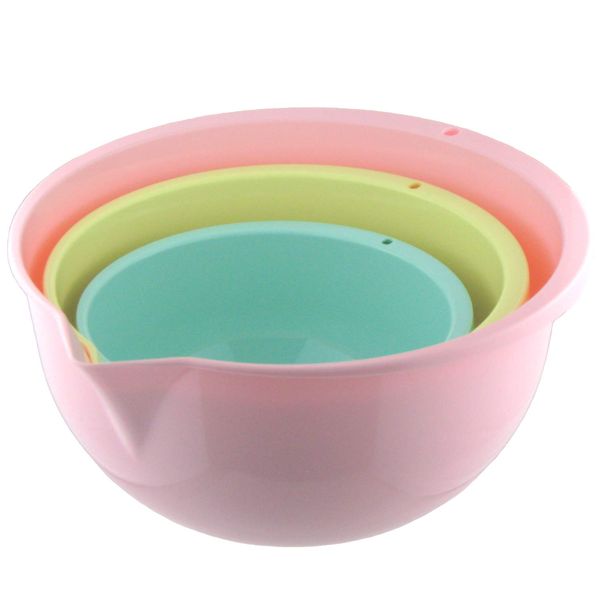 Nagao Ball Antibacterial Heat Resistant Single Mouth Bowl Set, 6.3 inches (16 cm), 7.9 inches (20 cm), 9.4 inches (24 cm), Multicolored with Graduations, Made in Japan